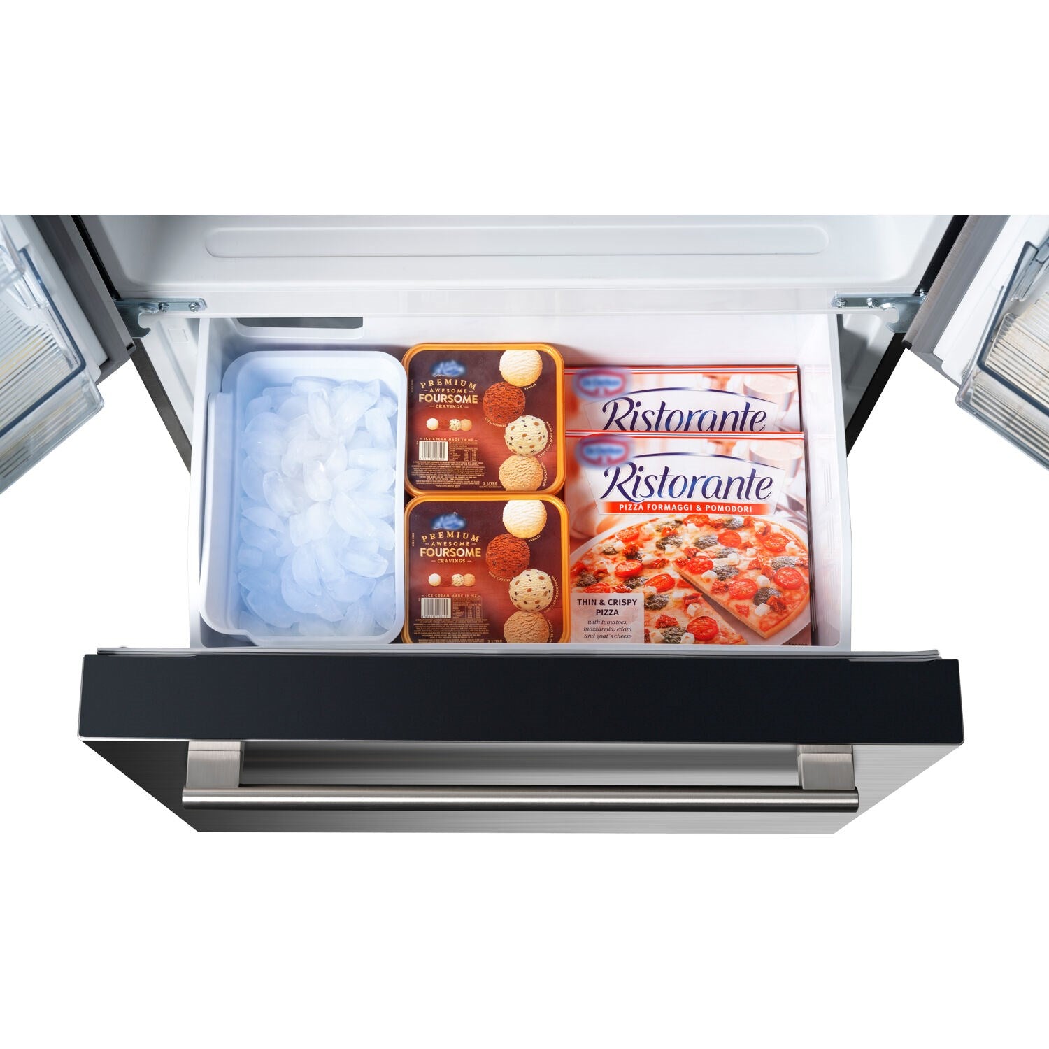 Galanz 18 CuFt Counter-Depth French Door Refrigerator, Icemaker Stainless Steel