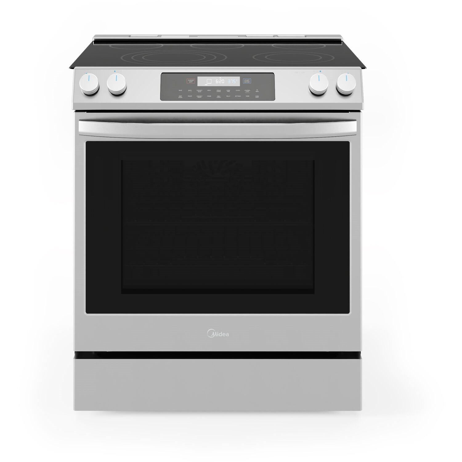 Midea 6.3 CuFt 30" Electric Slide-in Range, Convection, Wi-Fi Stainless Steel