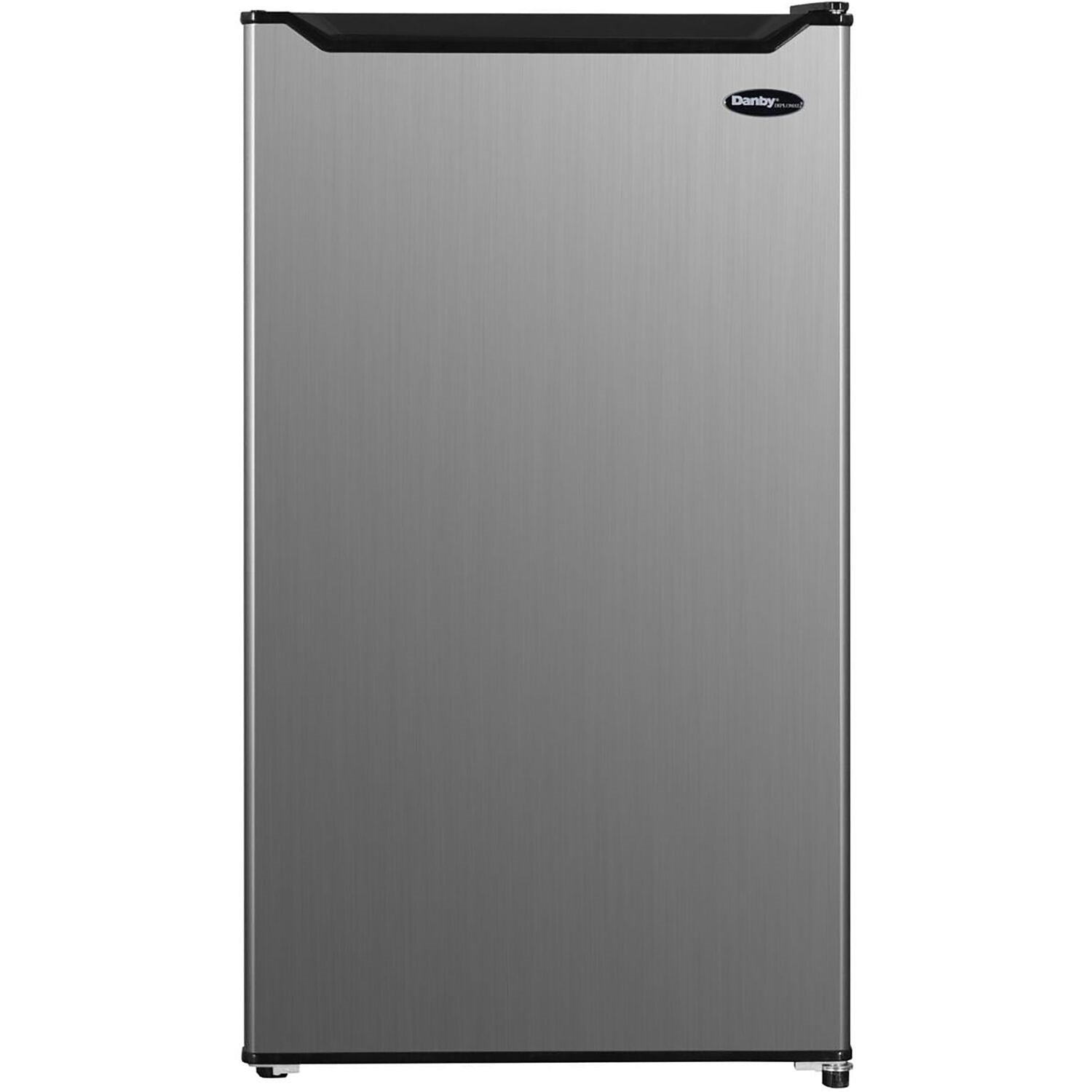 Danby 3.2 CuFt All Refrigerator, Glass Shelves, Manual Defrost, ESTAR Stainless Steel