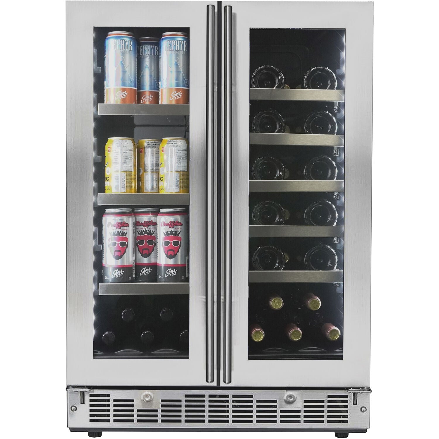 Danby 4.7 CuFt Integrated Beverage Center, 21 Wine Bottles & 61 Beverage Cans Black/Stainless Steel