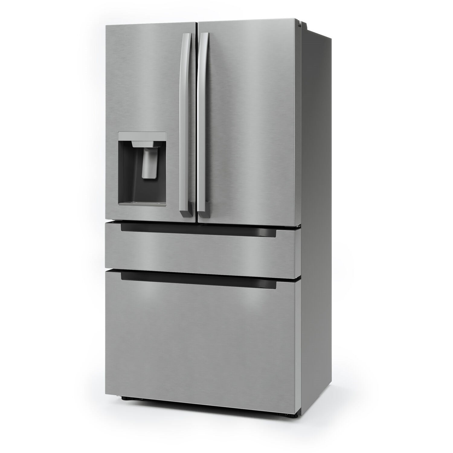 Midea 22 CuFt Counter-Depth 4-Door French Door Refrigerator, Dispenser, WiFi, Stainless Steel