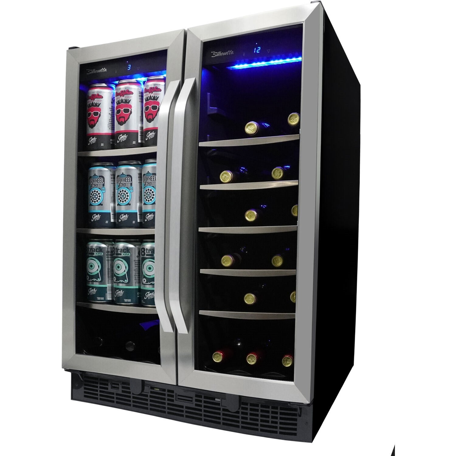 Danby Silhouette Integrated Beverage Center, 60 Cans & 27 Wine Bottles, Active Cooling Black/Stainless Steel