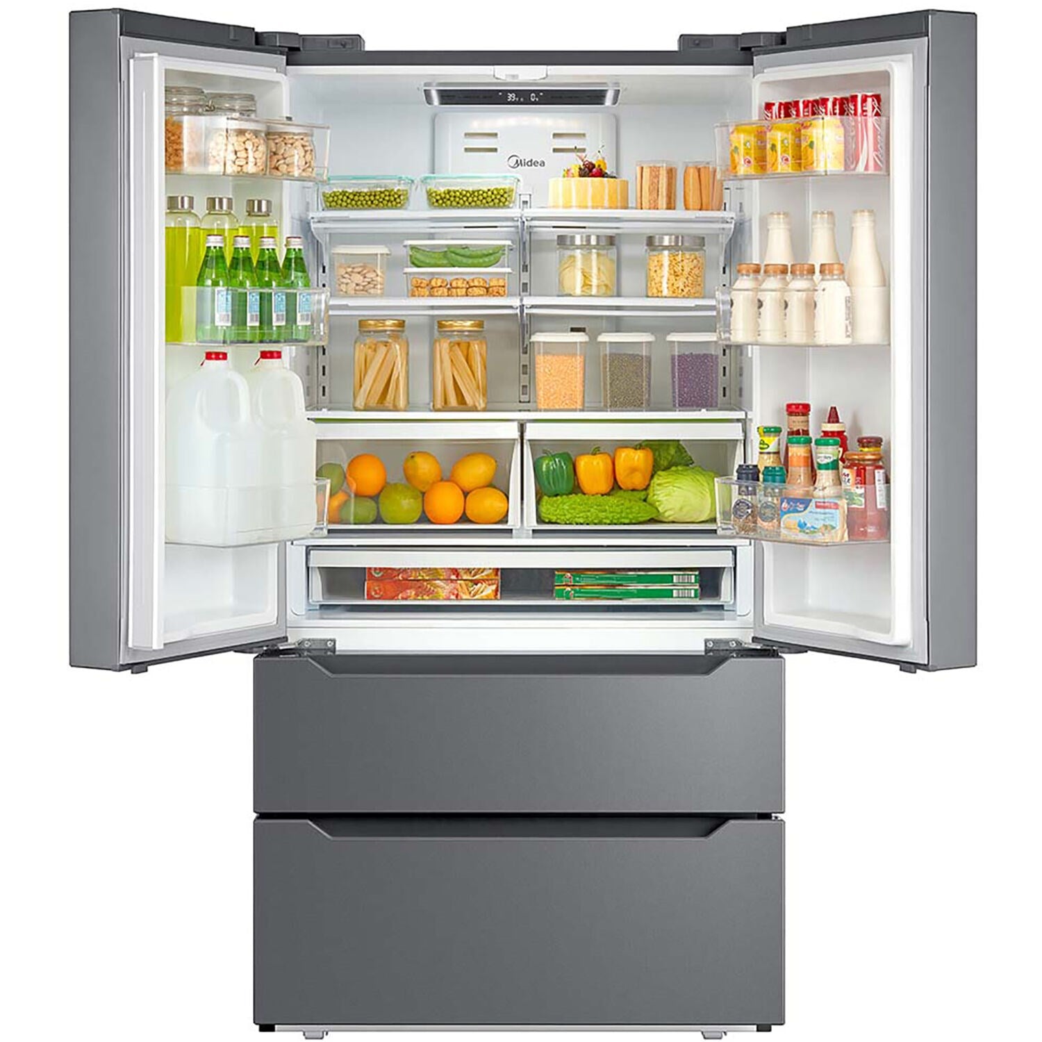 Midea 23 CuFt Counter-Depth 4-Door French Door Refrigerator Stainless Steel