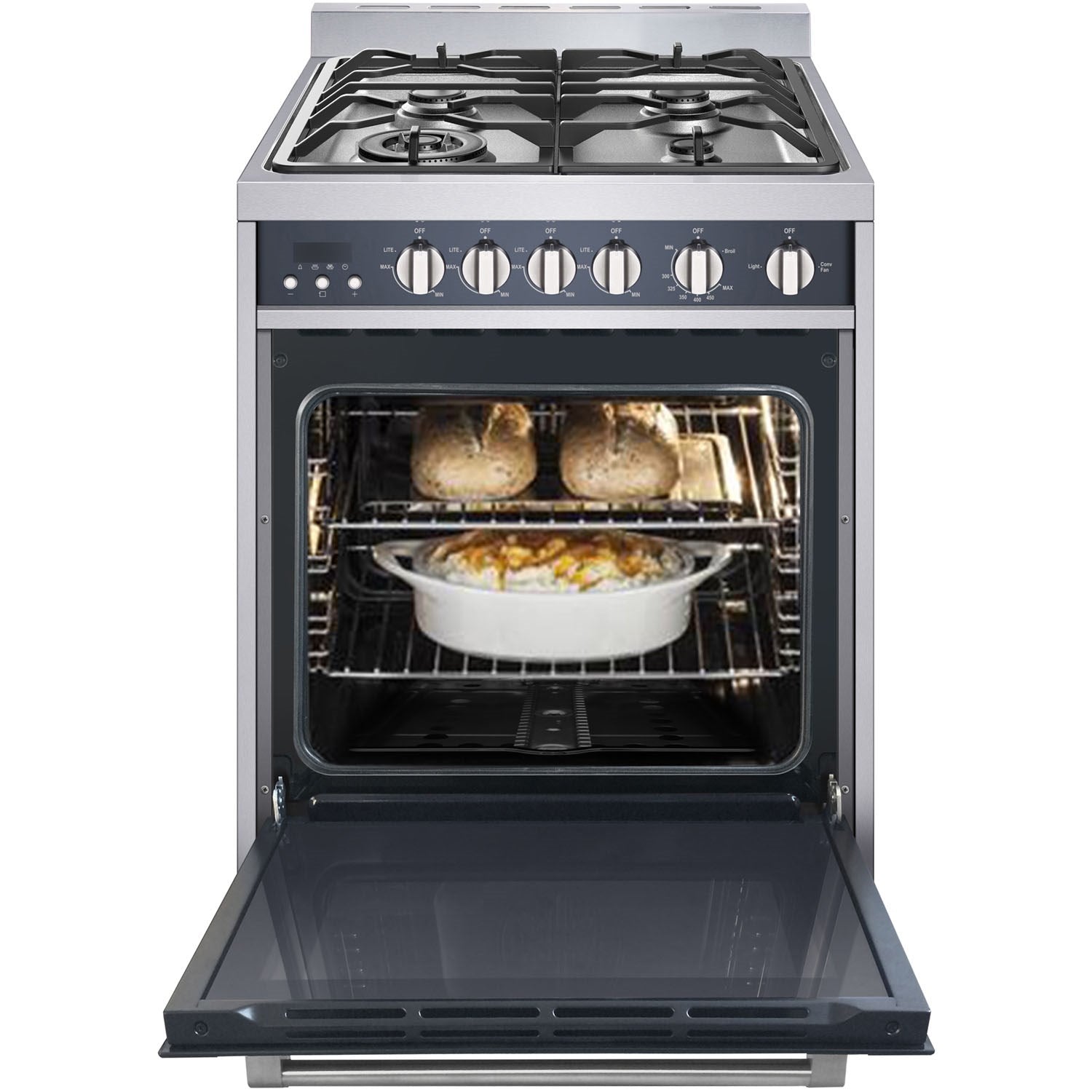 Magic Chef 24" Gas Freestanding Range, Convection Oven Stainless Steel