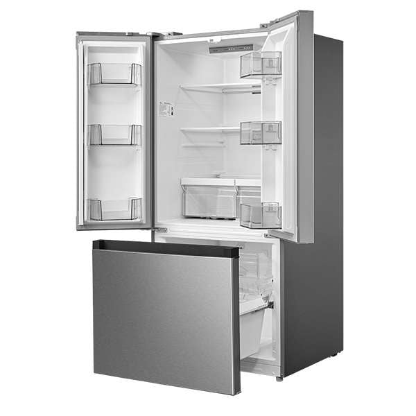 Midea 18 CuFt French Door Refrigerator, 30", Non-Dispense Stainless Steel