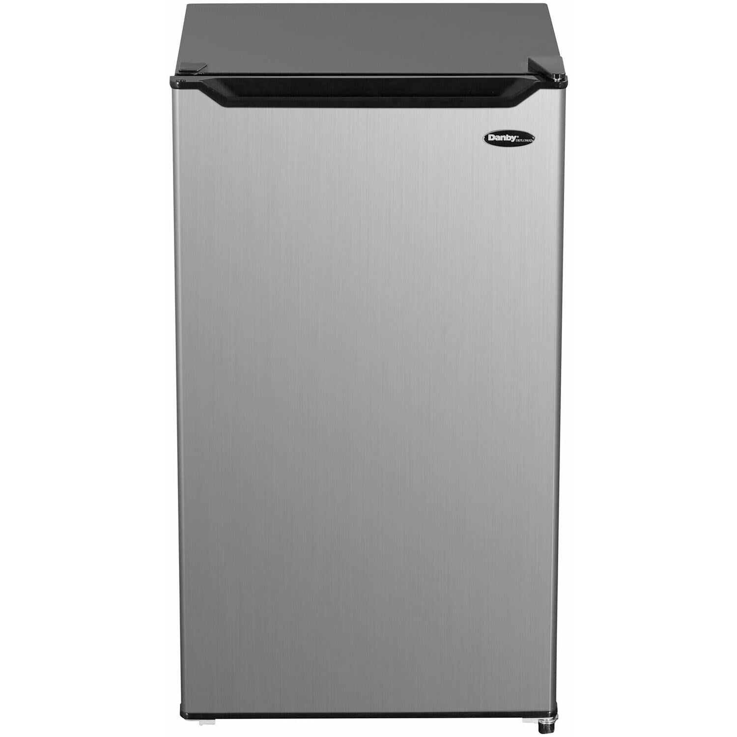 Danby 3.2 CuFt All Refrigerator, Glass Shelves, Manual Defrost, ESTAR Stainless Steel