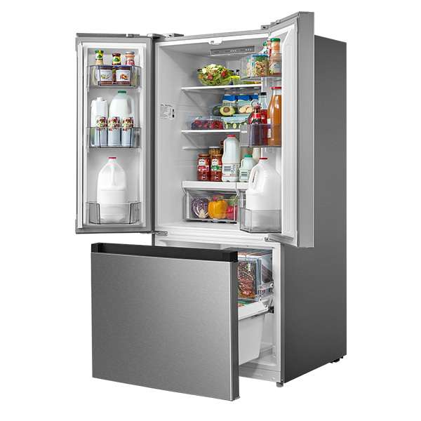 Midea 18 CuFt French Door Refrigerator, 30", Non-Dispense Stainless Steel