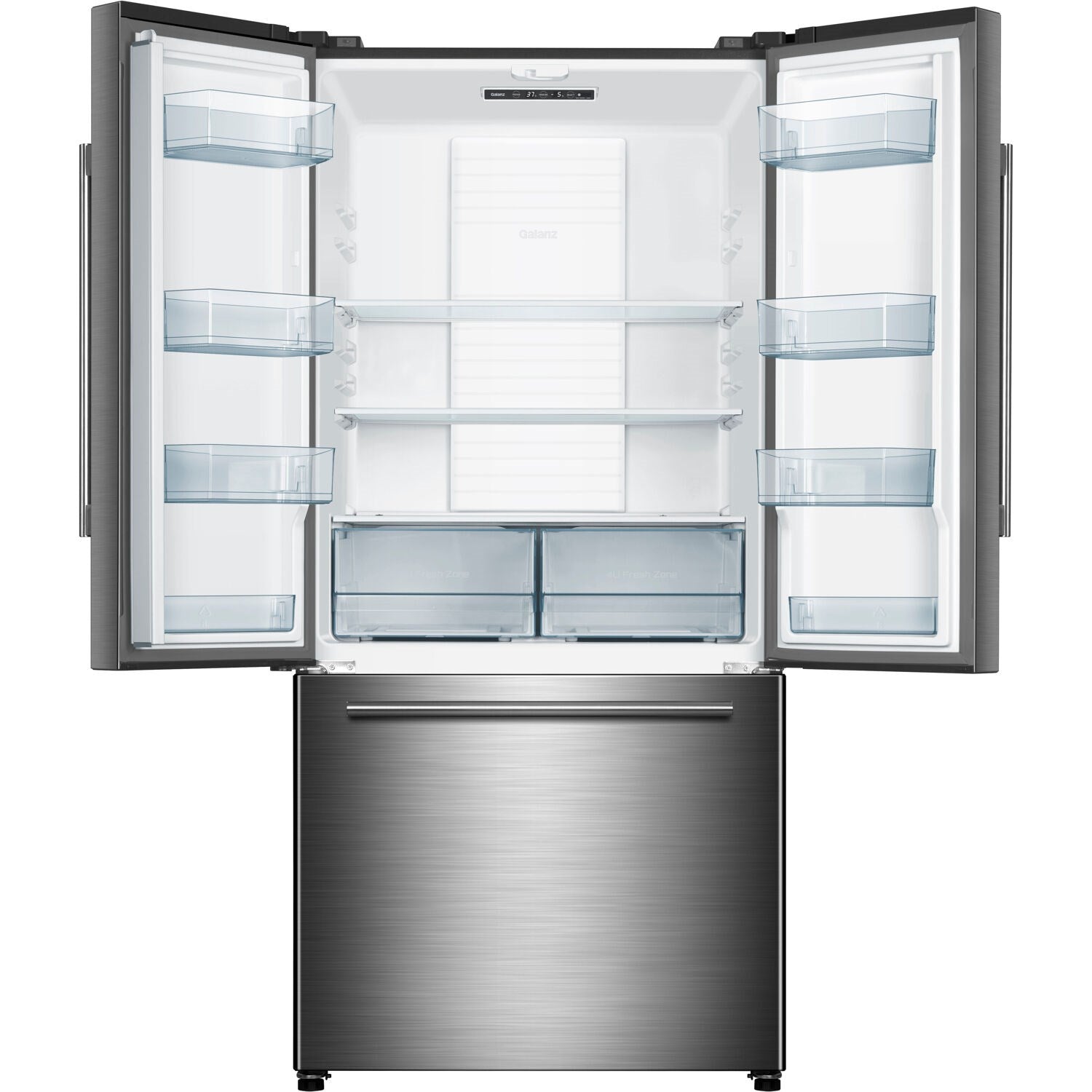 Galanz 18 CuFt Counter-Depth French Door Refrigerator, Icemaker Stainless Steel